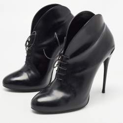 Pre Owned Gucci Black Leather Kim Ankle Boots Size 39