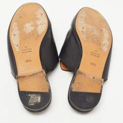 Gucci Black Leather Princetown Flat Mules Size 36.5