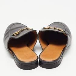 Gucci Black Leather Princetown Flat Mules Size 36.5