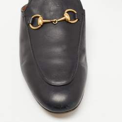 Gucci Black Leather Princetown Flat Mules Size 36.5
