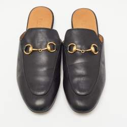 Gucci Black Leather Princetown Flat Mules Size 36.5