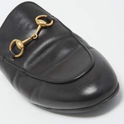 Gucci Black Leather Princetown Mules Size 37 