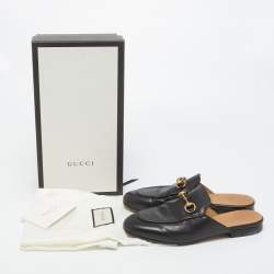 Gucci Black Leather Princetown Mules Size 37 