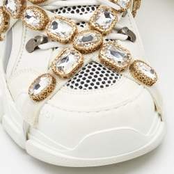 Gucci White Suede and Leather Flashtrek Chunky Sneakers Size 38.5
