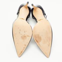 Pre Owned Gucci Black Patent Leather Pointed Toe T Strap Pumps Size 40