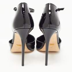 Pre Owned Gucci Black Patent Leather Pointed Toe T Strap Pumps Size 40