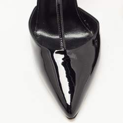 Pre Owned Gucci Black Patent Leather Pointed Toe T Strap Pumps Size 40
