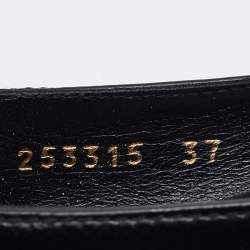 Pre Owned Gucci Black Leather Web Ballet Flats Size 37