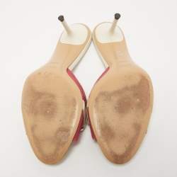 Gucci Pink GG Canvas Horsebit Slides Size 38.5  
