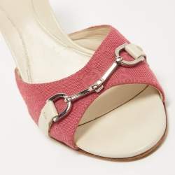 Gucci Pink GG Canvas Horsebit Slides Size 38.5  