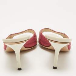 Gucci Pink GG Canvas Horsebit Slides Size 38.5  