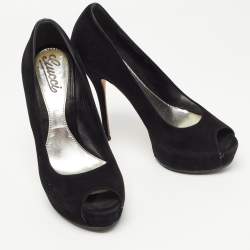 Gucci Black Suede Platform Pumps Size 37