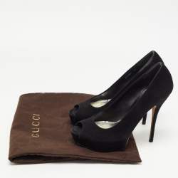 Gucci Black Suede Platform Pumps Size 37