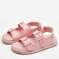 Gucci Pink PVC Isla Slingback Double Sandals Size 39