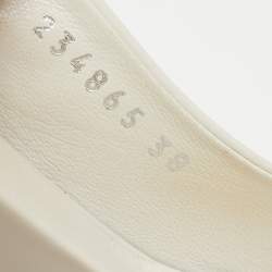 Gucci White Leather Wooden Wedge Slingback Sandals Size 38