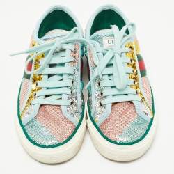 Gucci Multicolor Canvas and Sequin Tennis 1977  Sneakers Size 35.5