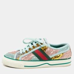 Gucci Multicolor Canvas and Sequin Tennis 1977  Sneakers Size 35.5