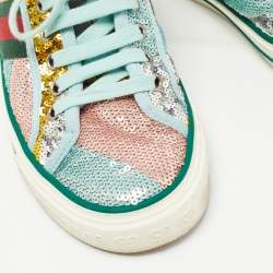 Gucci Multicolor Canvas and Sequin Tennis 1977  Sneakers Size 35.5