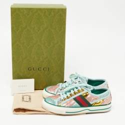 Gucci Multicolor Canvas and Sequin Tennis 1977  Sneakers Size 35.5