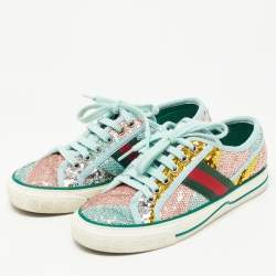 Gucci Multicolor Canvas and Sequin Tennis 1977  Sneakers Size 35.5