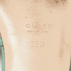 Gucci  Green Leather and Sequin Embellished Double G  Flat Slides Size 35.5 