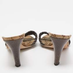 Pre Owned Gucci Brown Leather Slide Sandals Size 38.5