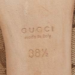 Pre Owned Gucci Brown Leather Slide Sandals Size 38.5