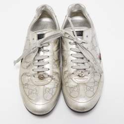 Gucci Silver Guccissima Leather Low Top Sneakers Size 39