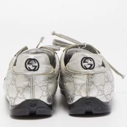 Gucci Silver Guccissima Leather Low Top Sneakers Size 39
