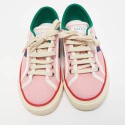 مملوكة مسبقًا Gucci Pink Canvas Tennis 1977 Low Top Sneakers Size 35.5