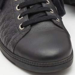 Gucci Black Microguccissima Leather Low Top Sneakers Size 37