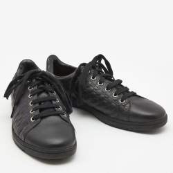 Gucci Black Microguccissima Leather Low Top Sneakers Size 37
