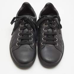 Gucci Black Microguccissima Leather Low Top Sneakers Size 37