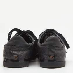 Gucci Black Microguccissima Leather Low Top Sneakers Size 37