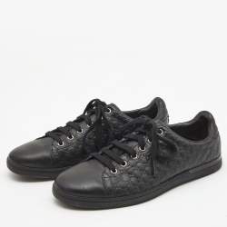 Gucci Black Microguccissima Leather Low Top Sneakers Size 37