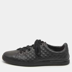Gucci Black Microguccissima Leather Low Top Sneakers Size 37