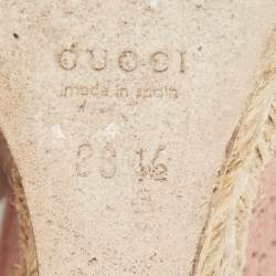 Gucci Dusty Pink Suede Wedge Platform Ankle Strap Sandals Size 38.5
