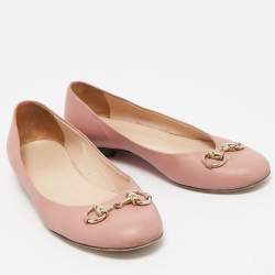 Gucci Pink Leather Horsebit Ballet Flats Size 36.5
