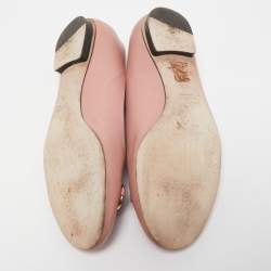 Gucci Pink Leather Horsebit Ballet Flats Size 36.5