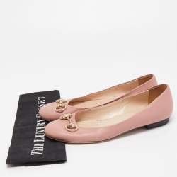 Gucci Pink Leather Horsebit Ballet Flats Size 36.5