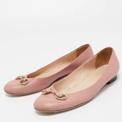 Gucci Pink Leather Horsebit Ballet Flats Size 36.5