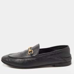 Gucci Black Leather Jordaan Loafers Size 39.5
