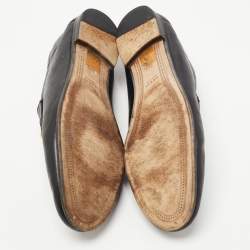 Gucci Black Leather Jordaan Loafers Size 39.5