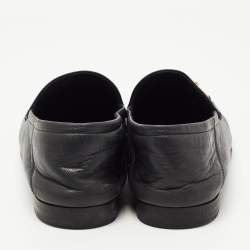 Gucci Black Leather Jordaan Loafers Size 39.5