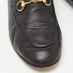 Gucci Black Leather Jordaan Loafers Size 39.5