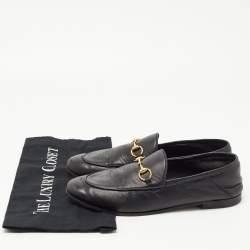 Gucci Black Leather Jordaan Loafers Size 39.5