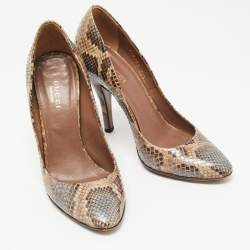 Pre Owned Gucci Two Tone Python Leather Platform Pumps Size 36.5