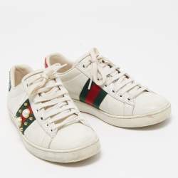 Gucci White Leather Pearl Embellished and Studded Ace Sneakers Size 35