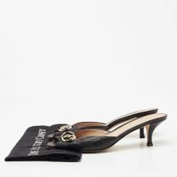 Pre Owned Gucci Black Guccissima Leather Horsebit Slide Sandals Size 38.5