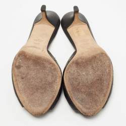 Pre Owned Gucci Black Guccissima Leather Horsebit Slide Sandals Size 38.5